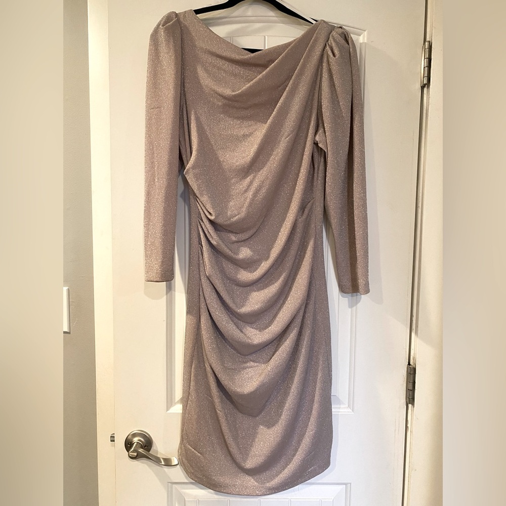 Betsy Adam Rouched Metallic Knit dress
